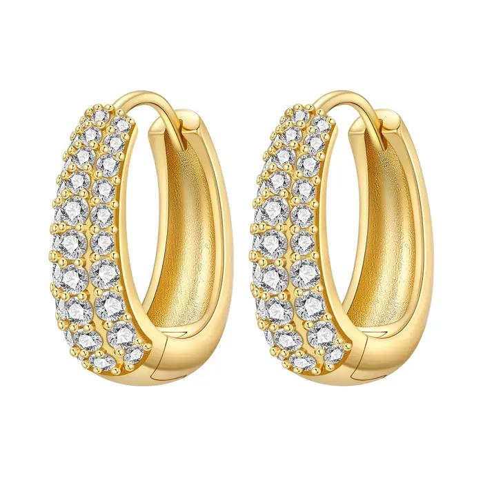 Boucles d'oreilles créoles dorées PANPOKI pour femmes élégantes occasions spéciales cadeaux d'anniversaire minimalistes et sophistiquées