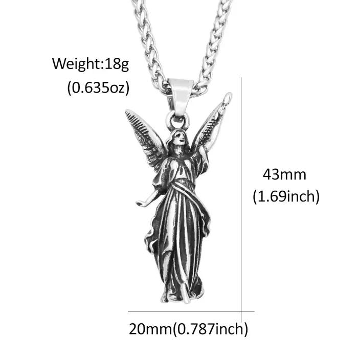 Collier classique avec pendentif Statue de la liberté d'ange, chaînes en acier inoxydable 316L pour hommes et femmes, amulette puissante à la mode, bijoux cadeaux