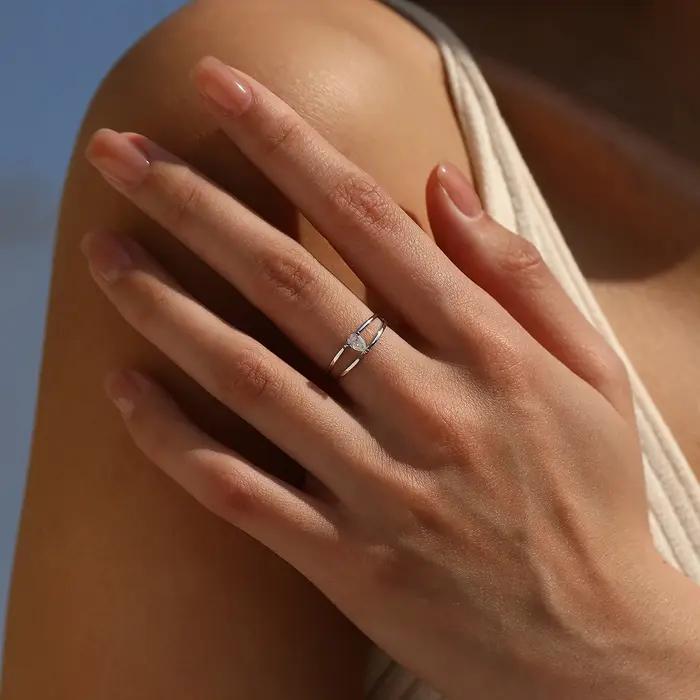 MODIAN – bagues en moissanite couleur goutte d'eau