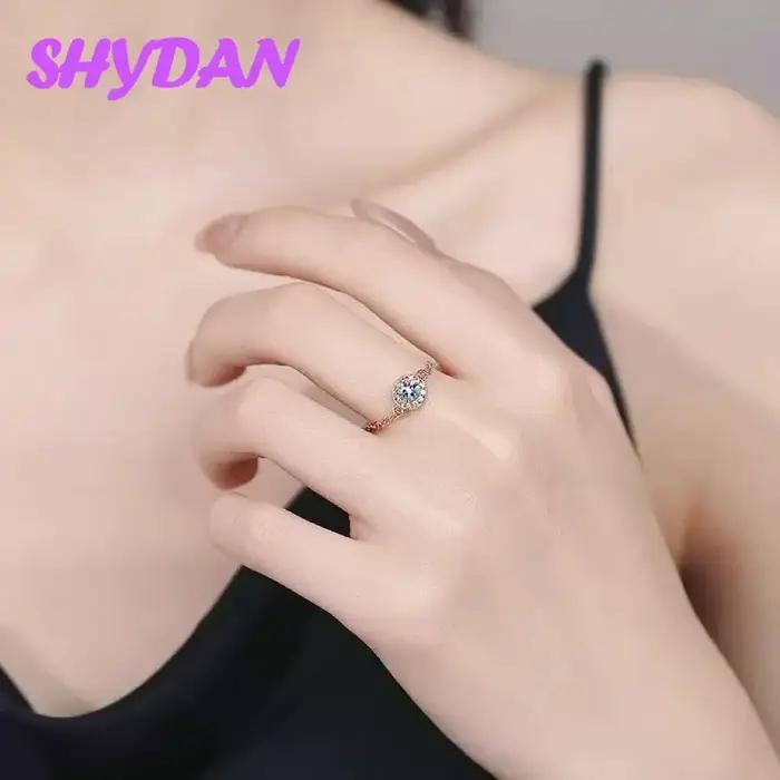 Bague ajustable en argent sterling 925 sertie de zirconium blanc classique pour mariage et occasions spéciales femme