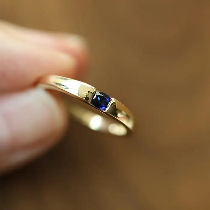 Bague de fiançailles en saphir classique, vintage, brillant, léger, luxe, style couple, matiques unisexes, fête de banquet, bijoux réglables