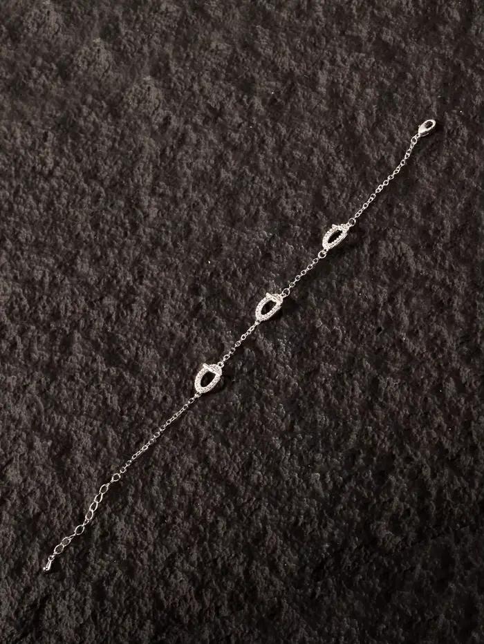 Bracelet de style luxe léger pour femmes, bracelets ovales en acier inoxydable, ornés de pierres en