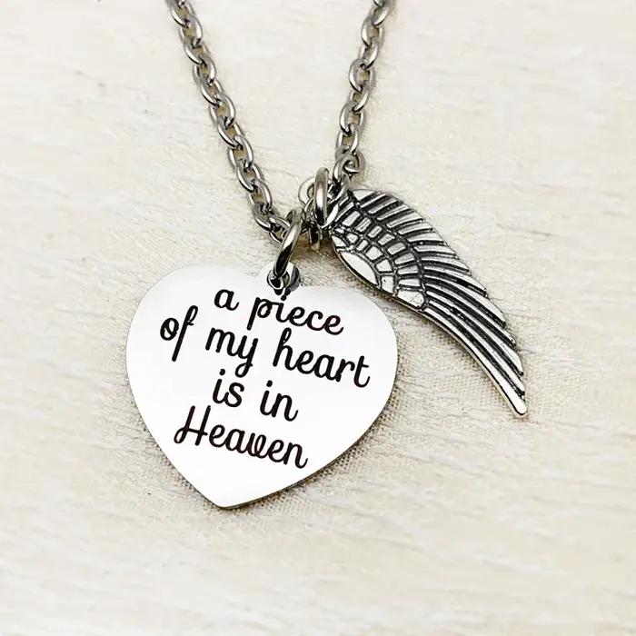Collier commémoratif un morceau de mon cœur est au paradis, pendentif, bijoux en mémoire de maman, p