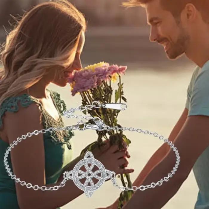 Bracelet en argent thaïlandais 925 avec nœud de sorcière et zircone pour femmes