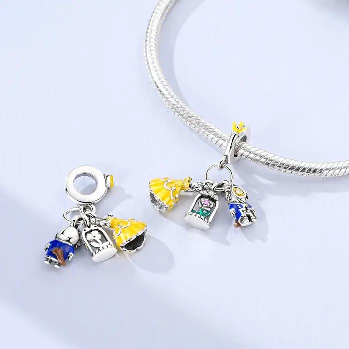 Pendentif Breloque Perle Trois Pièces Belle Princesse