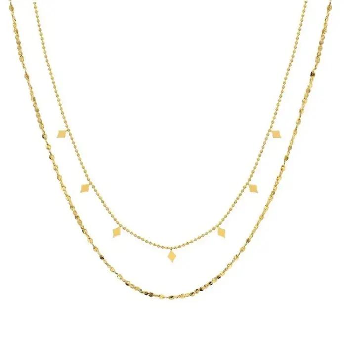 Collier double couche à deux chaînes pour femmes et filles