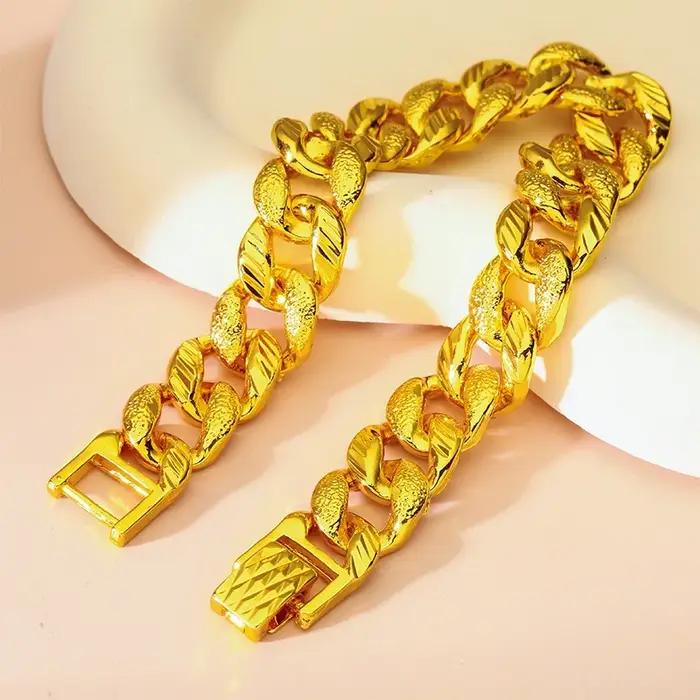 Bracelet classique en or véritable 24 carats 9999