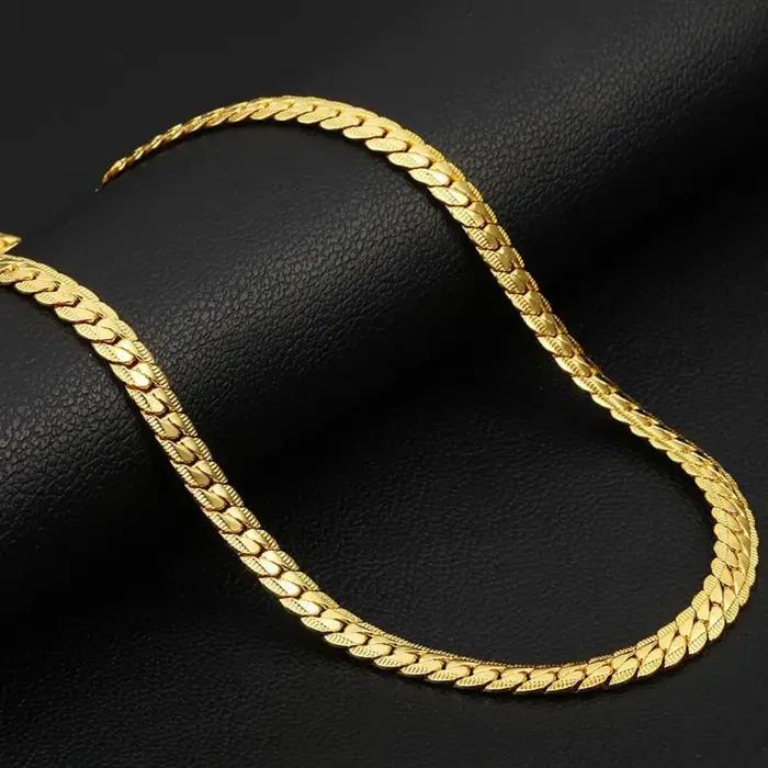Collier chaîne serpent plate de 5 mm en or pur 18 carats AU750