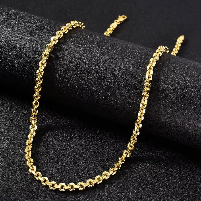 Collier italien 750 pour homme et femme, géométrique, diamant, entrelacé, différentes longueurs, convient pour les fêtes, les mariages, le hip-hop, le punk, cadeaux