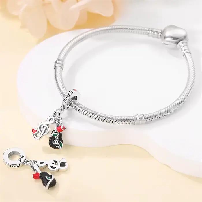 Qikaola-Bracelets originaux en argent 925, symboles musicaux 925, plaque de dessin, boîte à médicaments, série carrière, breloques, perles pour bijoux à bricoler soi-même