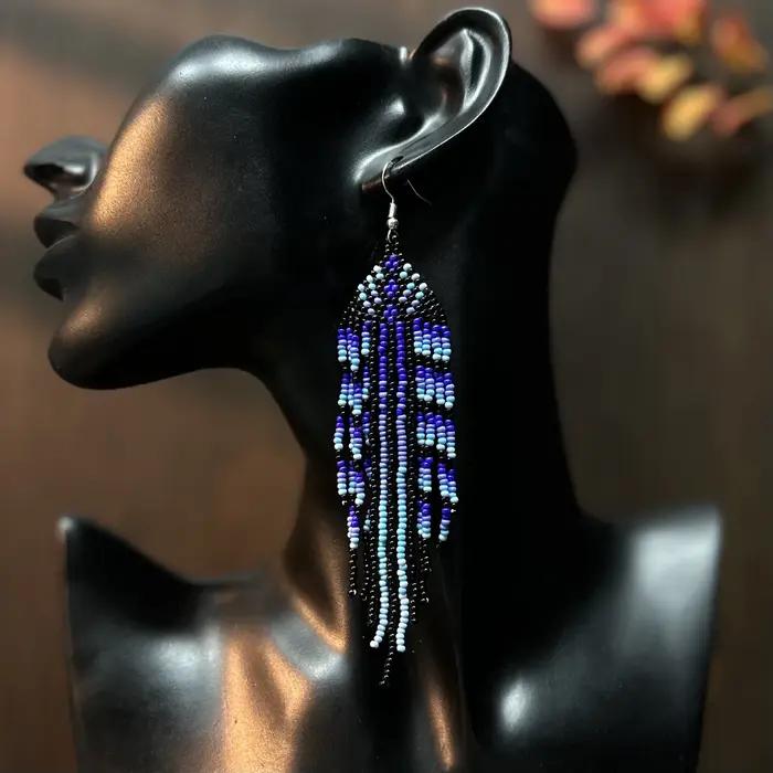 Boucles d'oreilles pendantes géométriques à franges