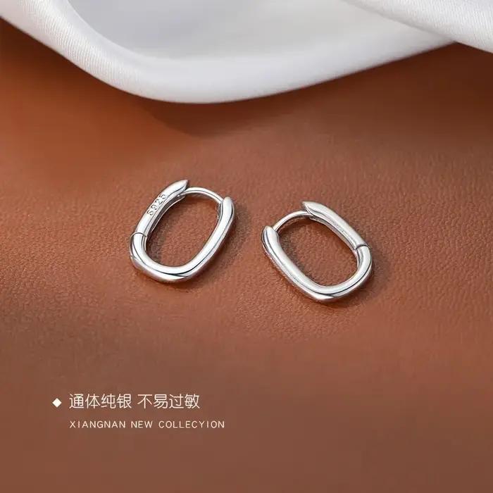 Boucles d'oreilles carrées en argent Sterling 925 pour femmes