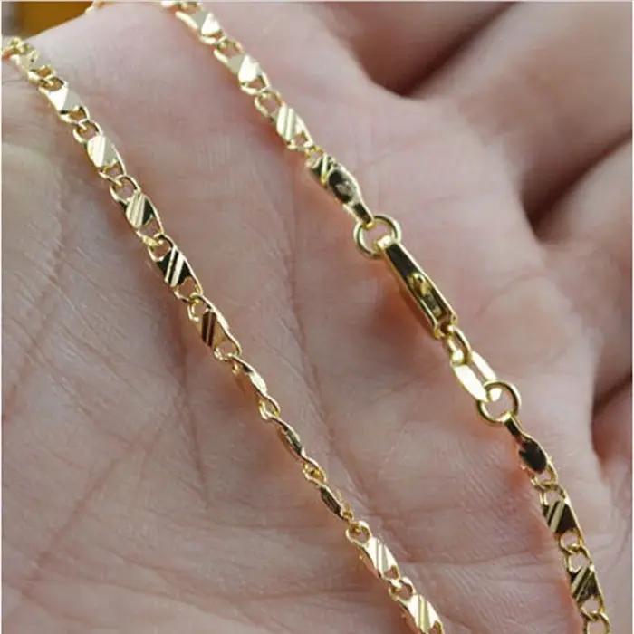 Collier rempli de couleur or 18 carats pour femmes et hommes, chaîne de bijoux exquise, taille 16-30