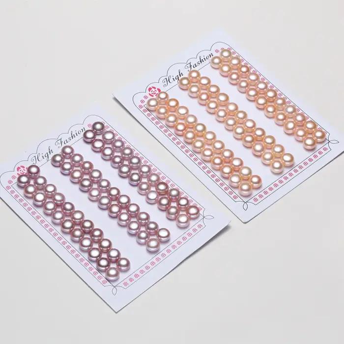 100% perles naturelles boucles d'oreilles perle demi-trou percé