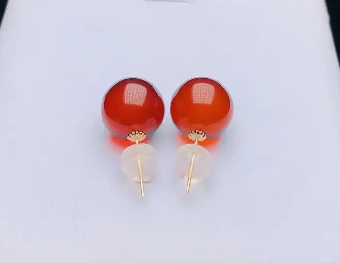 Boucle d'oreille certifiée haut de gamme en or véritable 18 carats, perle d'ambre de la baltique nat
