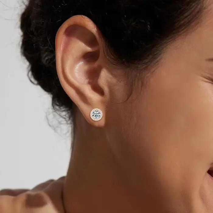 Lnngy scintillant 5MM 6.5MM 8MM certifié Moissanite boucles d'oreilles 925 en argent Sterling rond boucle d'oreille 2025 nouvelles femmes bijoux cadeau