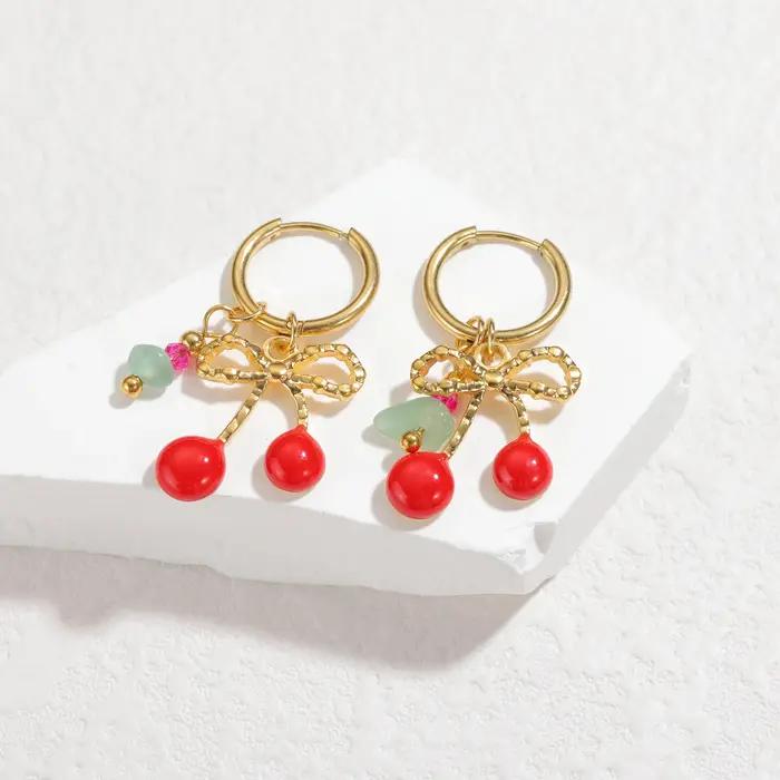 Boucles d'oreilles chili cerise fraise pour femmes