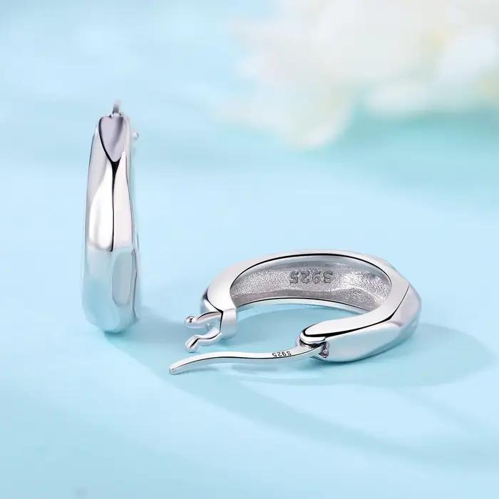 PANPOKI 100% 925 argent Sterling classique texture irrégulière brillant boucle d'oreille pour les femmes conception originale bijoux fins