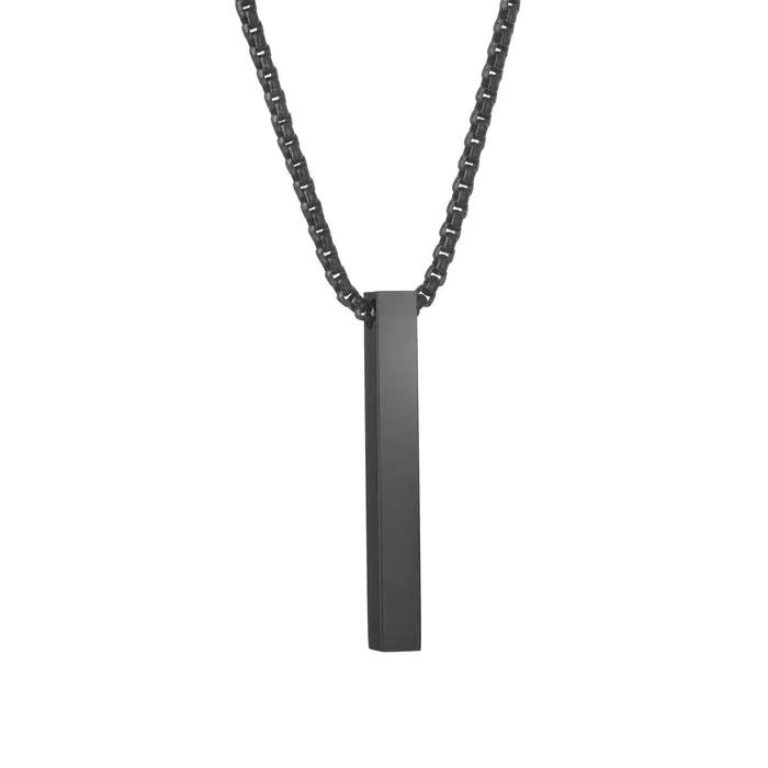 Collier personnalisé en acier inoxydable avec nom et Date, pendentif à barre carrée gravée sur 4 côt
