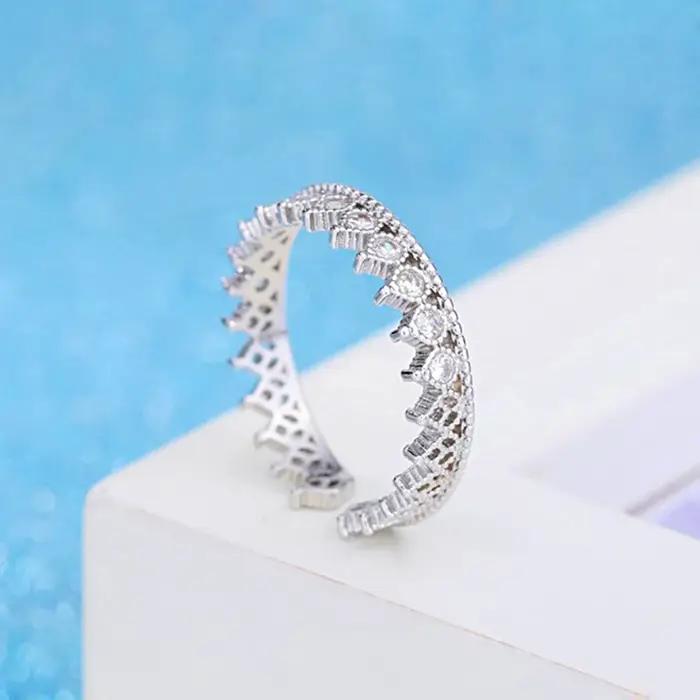 LYNNE bijoux nouvelle couronne romantique à la mode CZ 925 bagues en argent Sterling conception d'engrenage fin Zircon bague réglable femmes cadeau d'anniversaire