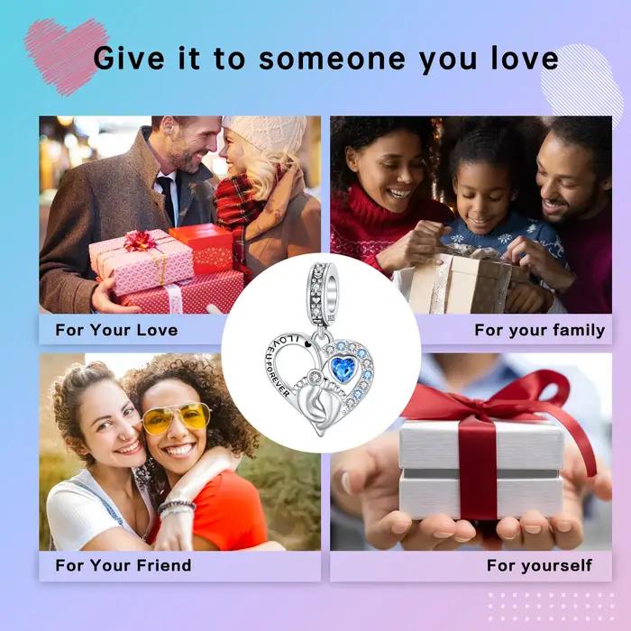 Breloque empreinte de pied de bébé en argent sterling 925 perle gravée I LOVE U FOREVER pendentif cœur pour maman cadeau spécial occasions familiales naissance anniversaire amour indestructible