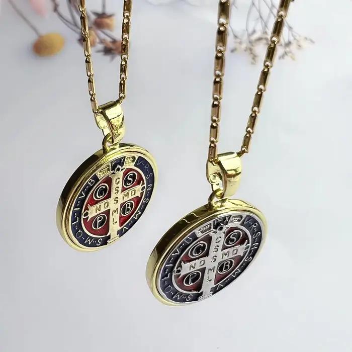 Collier pendentif religieux en noix de coco pour femme