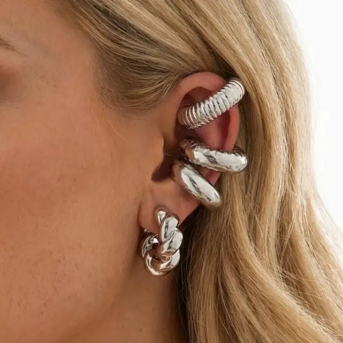 Boucles d'oreilles manchette non-percées en forme de C pour femmes styles hyperboliques occasions spéciales soirée mariage cadeau fantaisie
