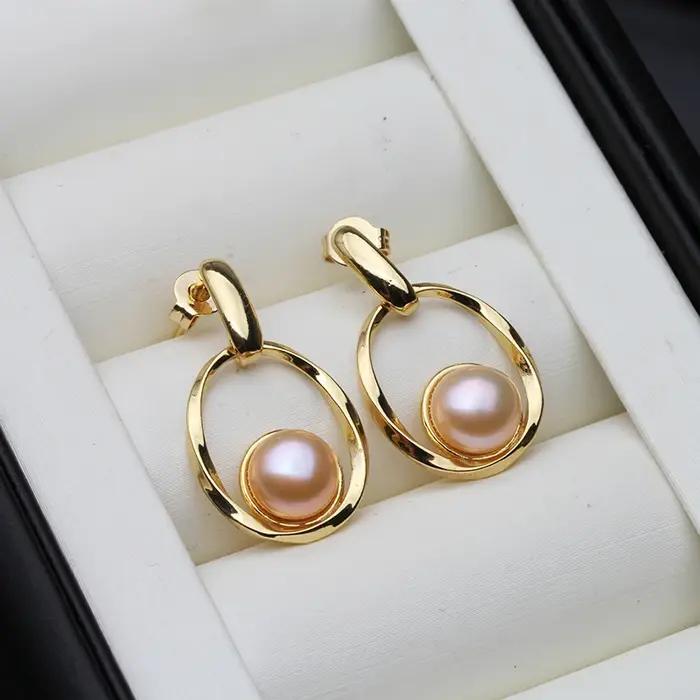 Boucles d'oreilles en perles d'eau douce naturelles pour femmes
