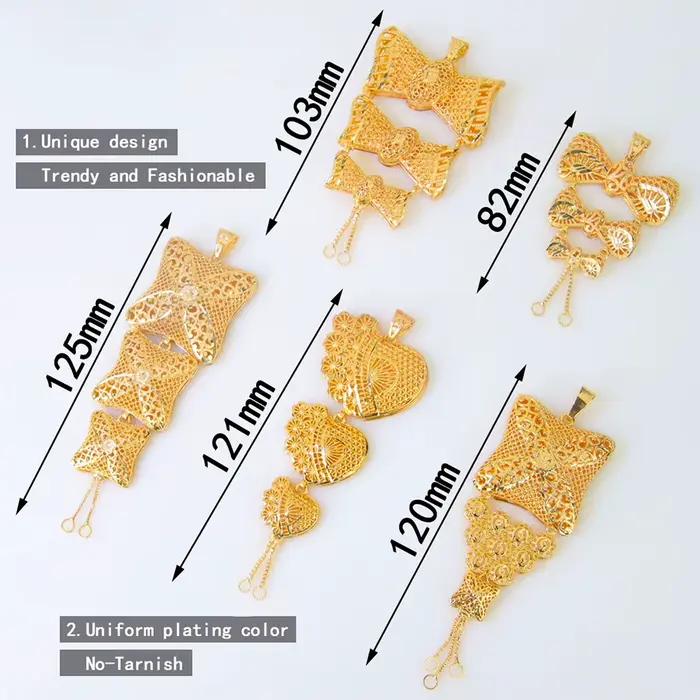 Bijoux de mariage islamiques de luxe, pendentif plaqué or 24 carats pour femmes arabes, collier à la mode, bijoux kurdos du Ramadan