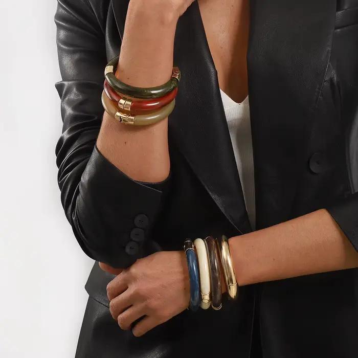 Bracelet Ouvrable En Alliage De Resine Geometrique Style Vintage Pour Femme Occasions Speciales