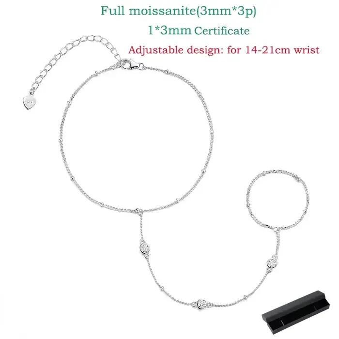 Smyoue 3MM Moissanite Bracelets pour femme 14-21cm taille de poignet chaîne réglable 925 argent Sterling plaqué 18K bijoux en gros