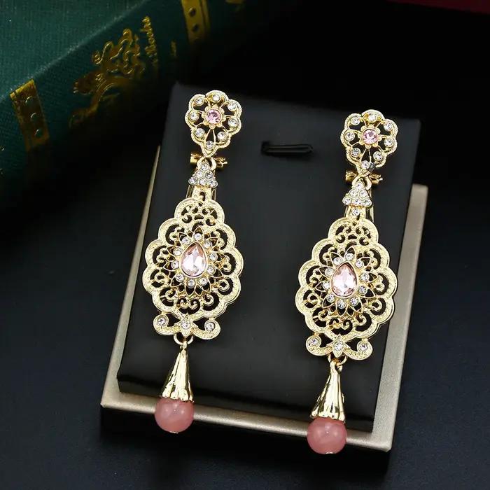 Sunspicems Chic marocain boucle d'oreille pour les femmes algérie boule de cristal longue