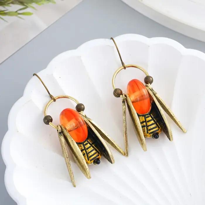 Boucles d'oreilles de couple d'été en forme d'insecte d'abeille