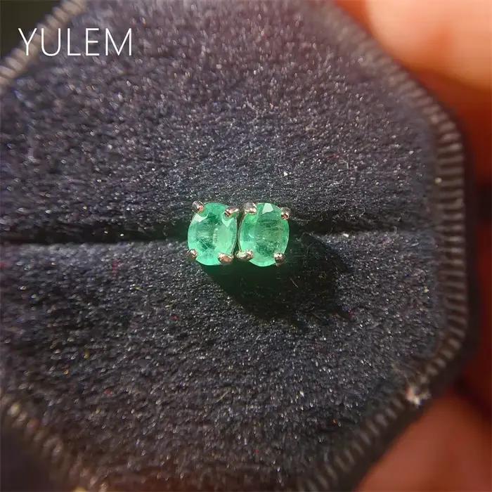 Boucles doreilles en émeraude naturelle et argent sterling 925 pour femmes élégantes occasions spéciales partys soirée de gala