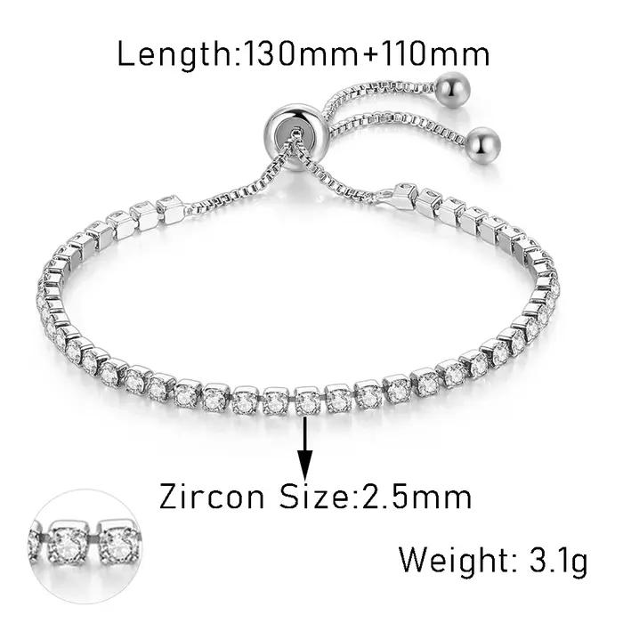 Bracelet de Tennis pour femmes, bijoux en Zircon étincelant, couleur or Rose, fait à la main, idée c