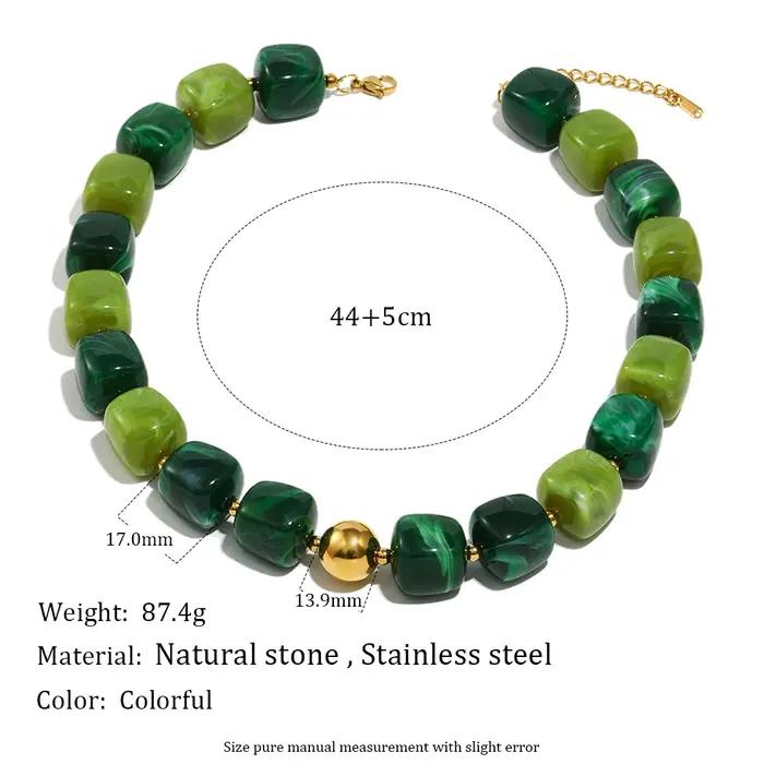 E.B.belle – collier de perles carrées en acrylique, Vintage, plaqué or, adapté aux dames, perles ver