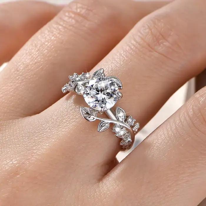 Bague de fiançailles Rrjzz en moissonite et zirconium pour femmes occasions spéciales engagement mariage anniversaire fête des mères