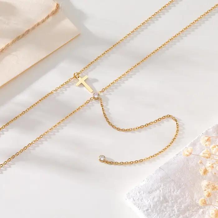 Collier chaîne croisée Double couche pour femmes