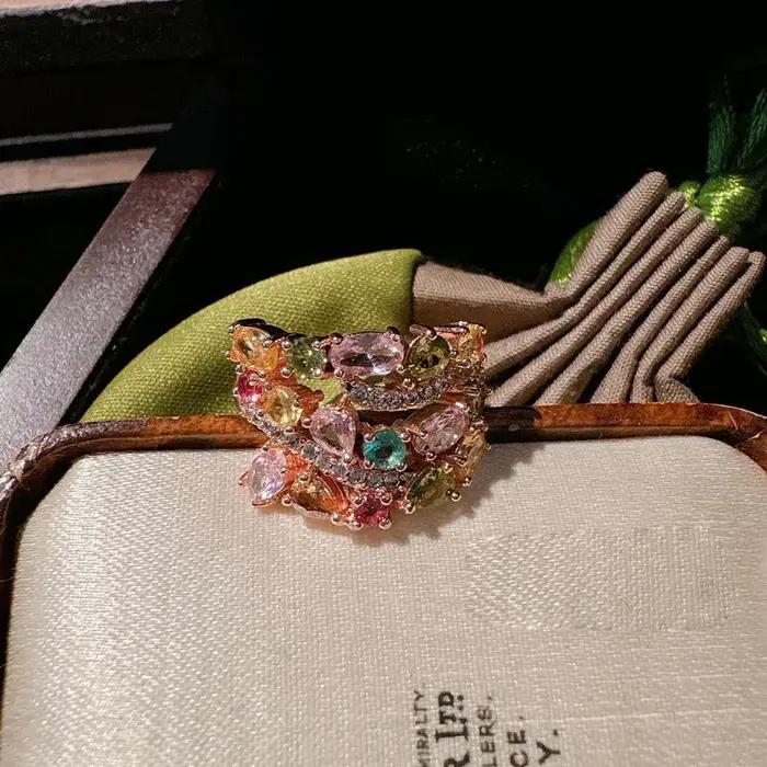 Bracelet de Gemme Arc-en-ciel Autrichien pour Femme, Plaqué Or 18K, Nette Bubble, Margaret, Coloré,
