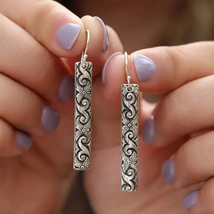 Boucles d'oreilles en argent Sterling 925 pour femmes, boucles d'oreilles géométriques rétro, bijoux à la mode, cadeau de fête, de mariage, pendientes