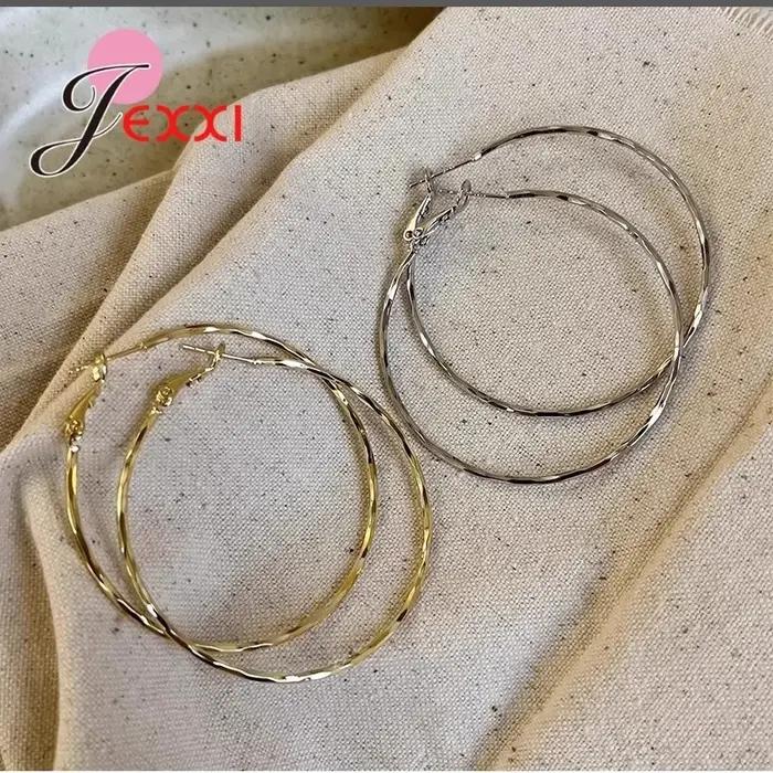 Boucles d'oreilles créoles en métal et argent Sterling S925