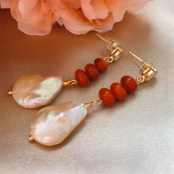 Boucles d'oreilles pendantes en perles d'eau douce naturelles pour femmes