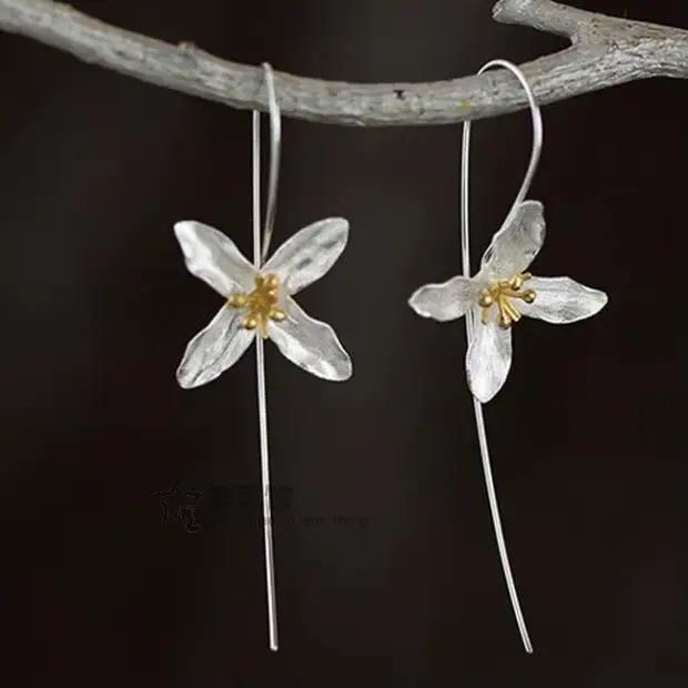 Boucles d'oreilles trèfle à quatre feuilles en argent Sterling 925, longues et élégantes pour femmes
