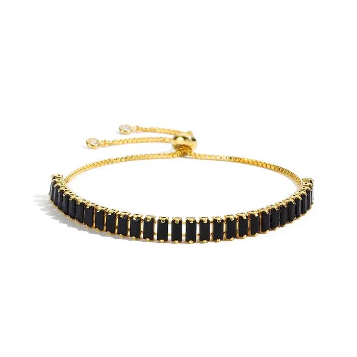 Bracelets de Tennis en cristal noir pour femmes et hommes