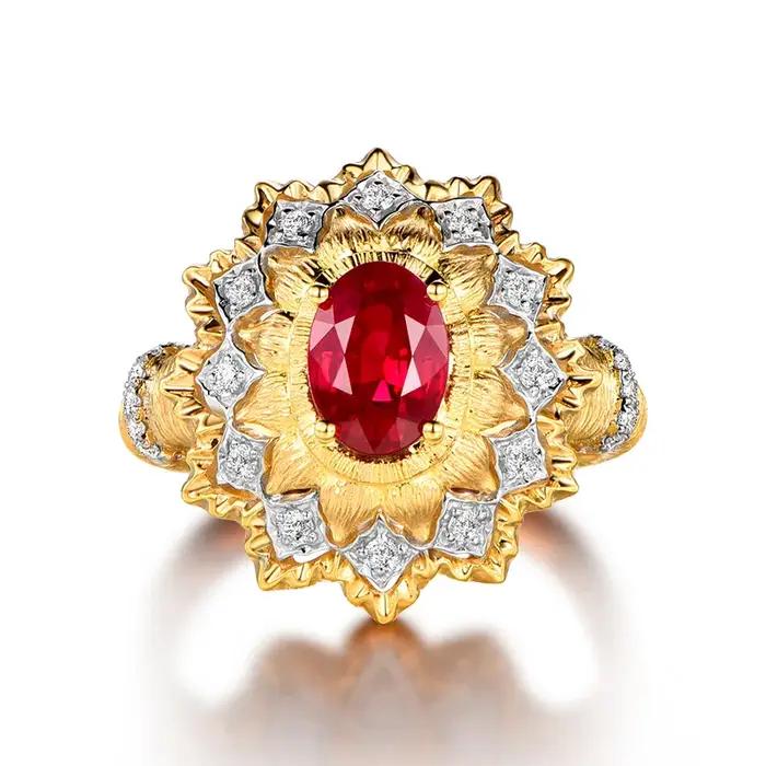 Bague à quatre griffes en rubis de sang de Pigeon naturel, bijoux de fiançailles Vintage, cadeau de