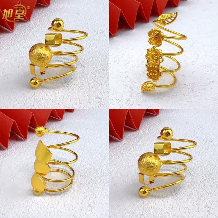 Bague spirale brésilienne femmes plaqué or 24K mariée de mariage arabe éthiopien dubaï gros bijoux nigérians marocain redimensionnable