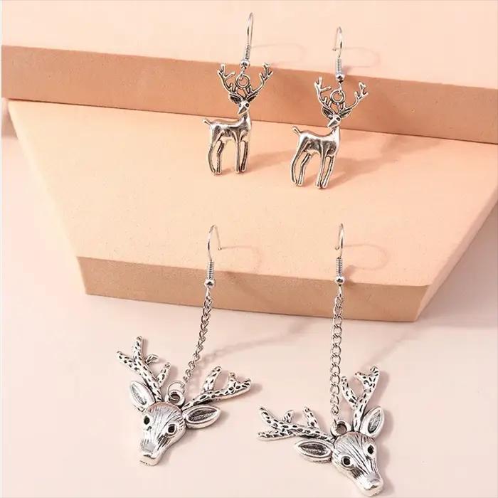 Boucles d'oreilles en métal couleur argent Aihua