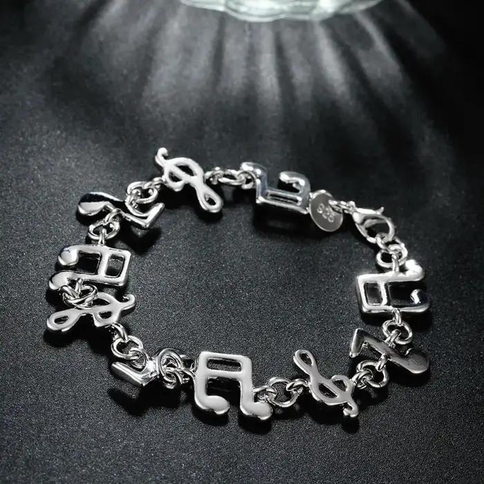 Chaîne de notes musicales fines en argent Sterling 925, Bracelets pour femme, fête de mariage, fille