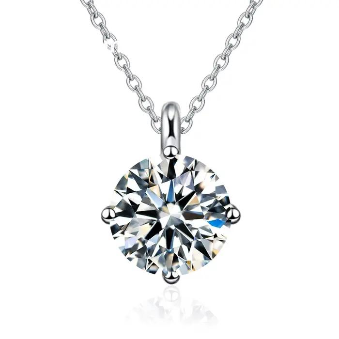 Neequer1CT-Collier pendentif en véritable moissanite pour femme