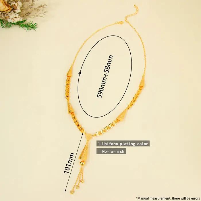 Collier long de mode Dubaï plaqué or 21 carats, chaînes à pampilles rétro pour mariée arabe, bijoux